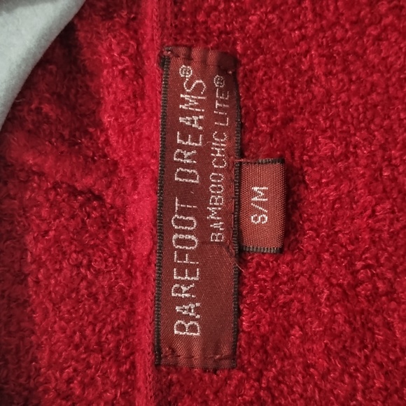 BAREFOOT DREAMS BAMBOO CHIC LITE S/M SMALL MEDIUM RED SWEATER WRAP CARDIGAN - Picture 5 of 8